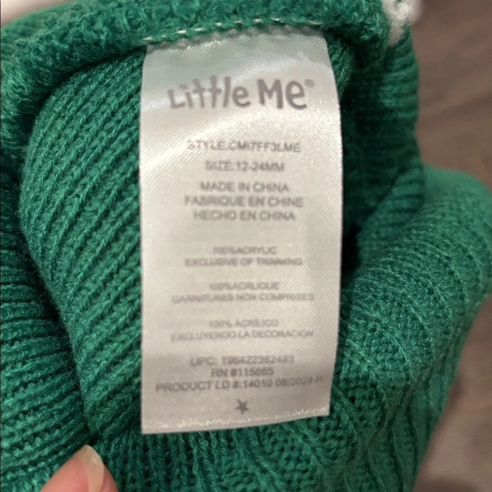Little Me 2 pc.Pom Pom knit beanie & mittens, reindeer,snowflakes,winter holiday